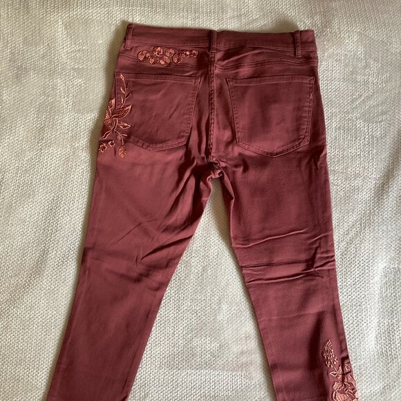 NWT Express Ankle Legging Size 12R Regular Skinny High Rise Pink Embroidered - Picture 2 of 13